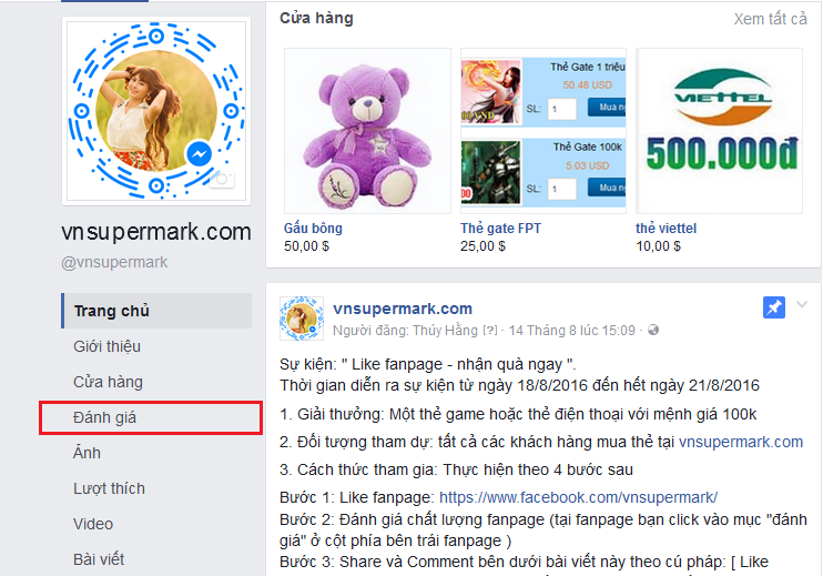 Like Fanpage - Nhận Quà Ngay