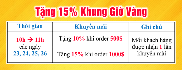 Giờ vàng khuyến mãi - Ưu đãi ngập tràn