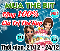 Mua thẻ Bit - Tặng 100% giá trị thẻ nạp