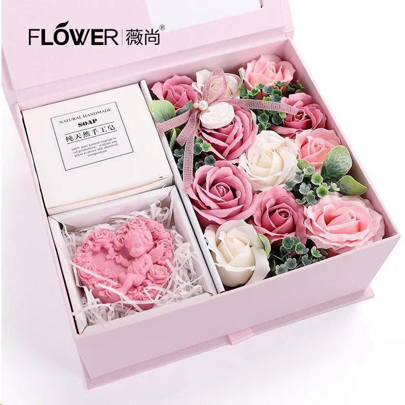 Combo 1 Giỏ Hoa Hồng Sáp Thơm và 2 Bóng Hoa Hồng Tươi