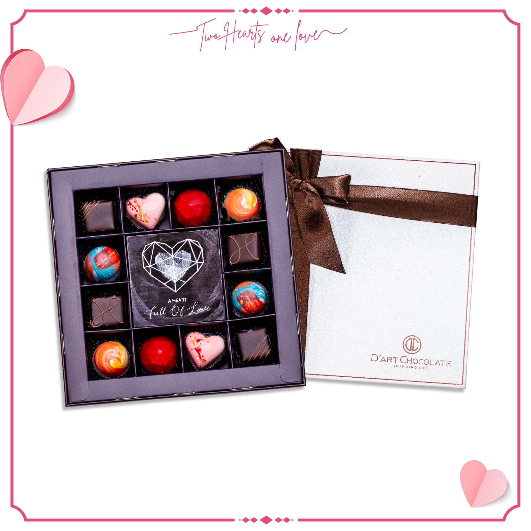 HỘP CHOCOLATE VALENTINE 12 VIÊN TƯƠI + 1 VIÊN NGHỆ THUẬT