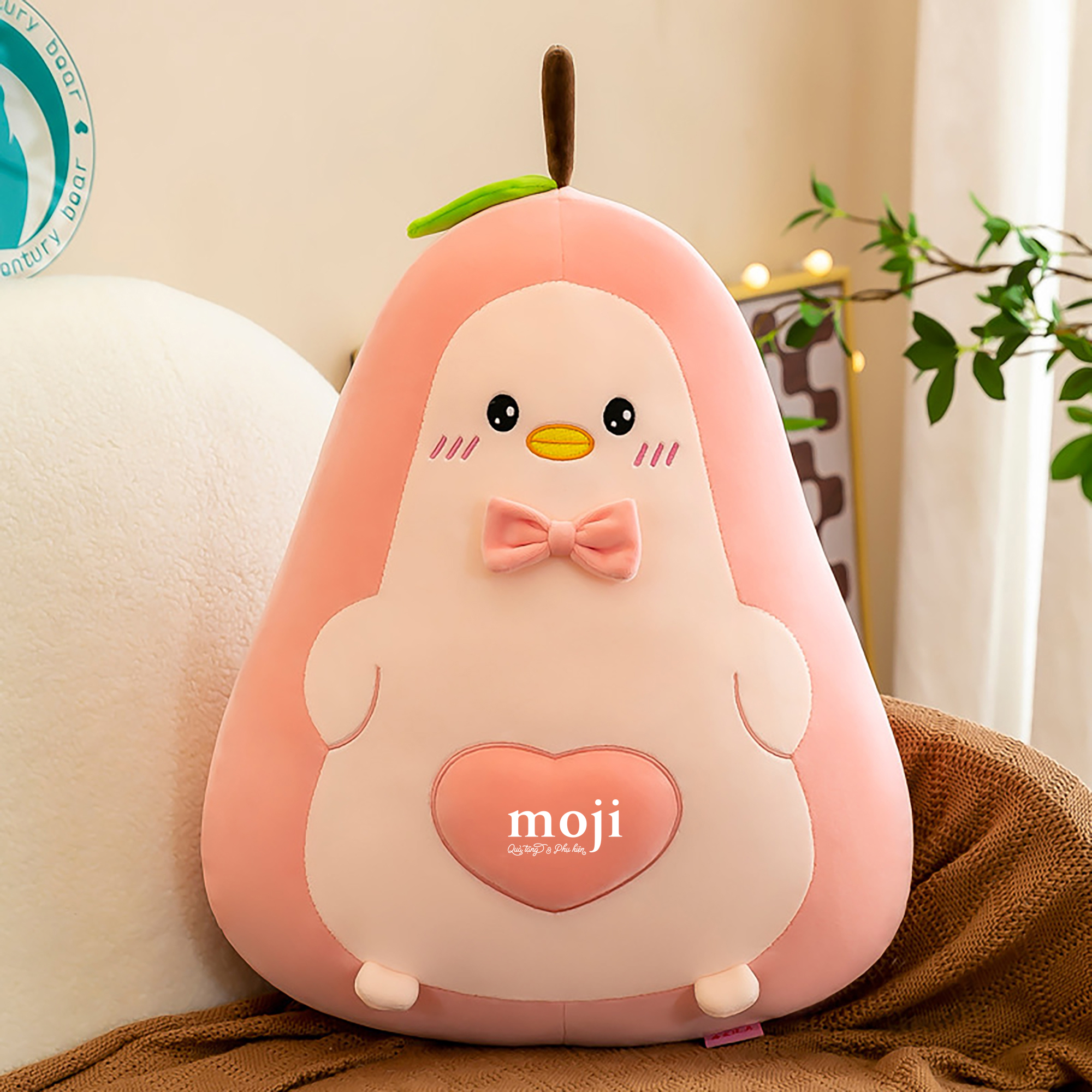 Gấu bông MJ lớn Duck Fruit Avocado Trái bơ heart 60cm - Hồng nhạt
