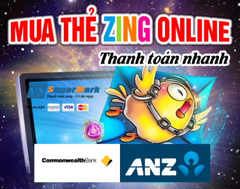 Mua thẻ Zing bằng Commonwealth/Anz bank khi sống ở Úc