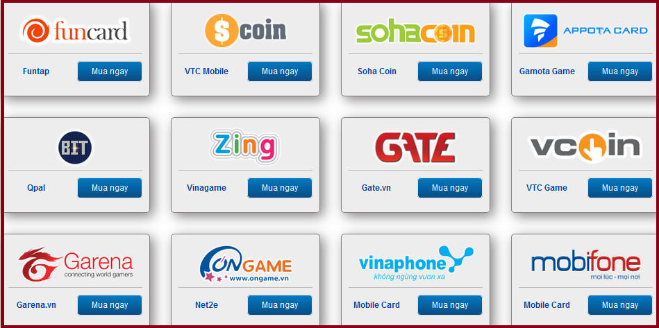 Điểm danh các loại thẻ game phổ biến nhất hiện nay